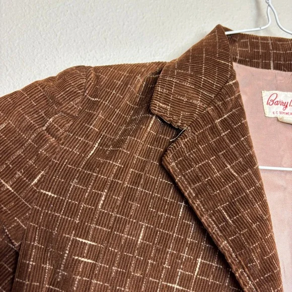 1960s Boys Corduroy Blazer Brown Windowpane Barry Boy Size 6 Vintage Jacket - Picture 14 of 16